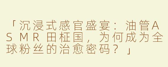 「沉浸式感官盛宴：油管ASMR田柾国，为何成为全球粉丝的治愈密码？」