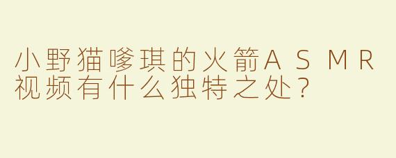 小野猫嗲琪的火箭ASMR视频有什么独特之处？