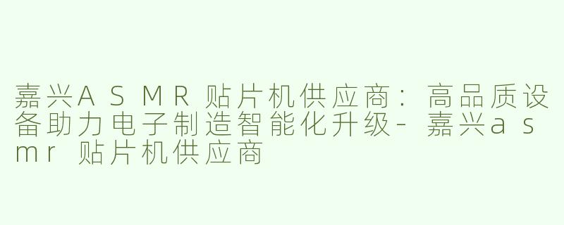 嘉兴ASMR贴片机供应商：高品质设备助力电子制造智能化升级-嘉兴asmr贴片机供应商