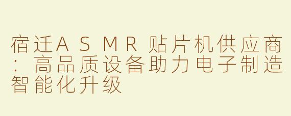 宿迁ASMR贴片机供应商：高品质设备助力电子制造智能化升级