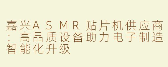 嘉兴ASMR贴片机供应商：高品质设备助力电子制造智能化升级