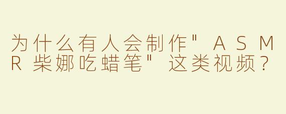 为什么有人会制作