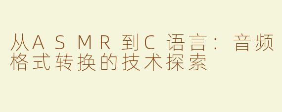 从ASMR到C语言：音频格式转换的技术探索