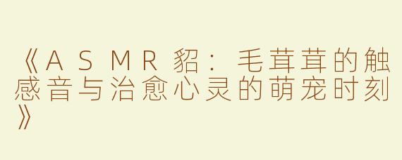 《ASMR貂：毛茸茸的触感音与治愈心灵的萌宠时刻》