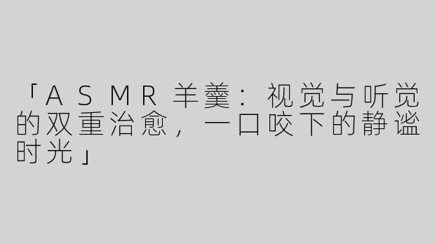「ASMR羊羹：视觉与听觉的双重治愈，一口咬下的静谧时光」
