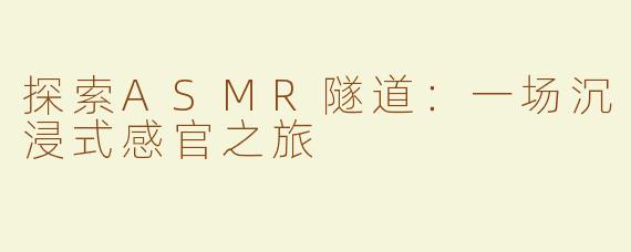 探索ASMR隧道：一场沉浸式感官之旅