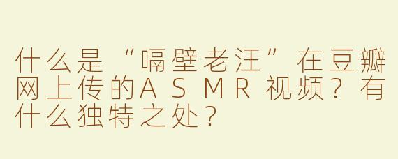 什么是“嗝壁老汪”在豆瓣网上传的ASMR视频？有什么独特之处？