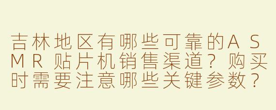 吉林地区有哪些可靠的ASMR贴片机销售渠道？购买时需要注意哪些关键参数？