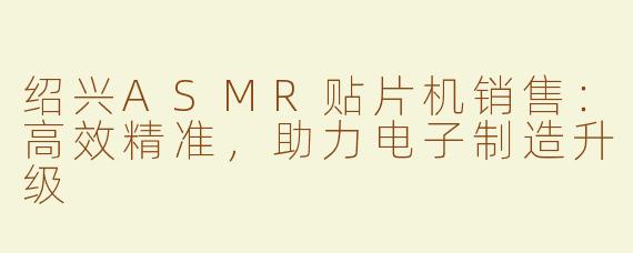 绍兴ASMR贴片机销售：高效精准，助力电子制造升级
