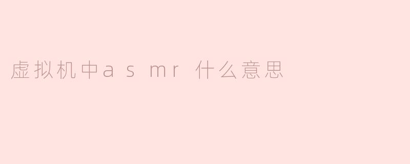 虚拟机中asmr什么意思