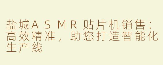 盐城ASMR贴片机销售：高效精准，助您打造智能化生产线