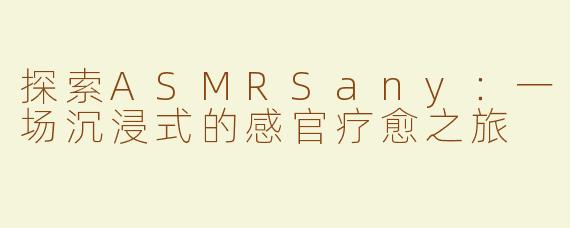 探索ASMRSany：一场沉浸式的感官疗愈之旅