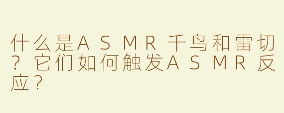 什么是ASMR千鸟和雷切？它们如何触发ASMR反应？