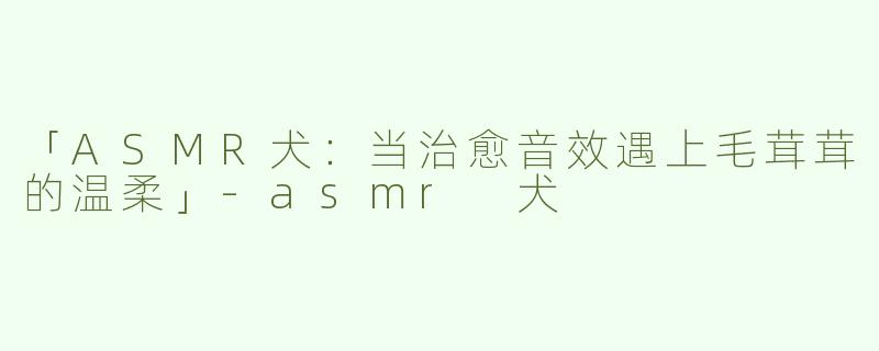 「ASMR犬：当治愈音效遇上毛茸茸的温柔」-asmr 犬