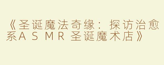 《圣诞魔法奇缘：探访治愈系ASMR圣诞魔术店》