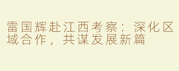 雷国辉赴江西考察：深化区域合作，共谋发展新篇
