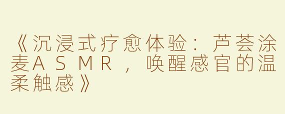 《沉浸式疗愈体验：芦荟涂麦ASMR，唤醒感官的温柔触感》