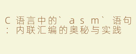 C语言中的`asm`语句：内联汇编的奥秘与实践