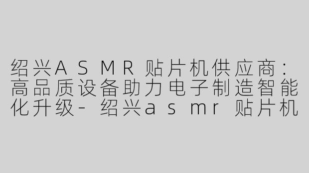 绍兴ASMR贴片机供应商：高品质设备助力电子制造智能化升级-绍兴asmr贴片机供应商