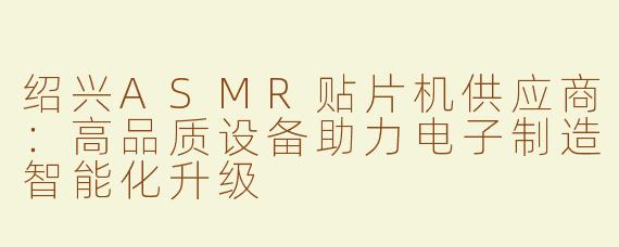 绍兴ASMR贴片机供应商：高品质设备助力电子制造智能化升级