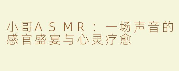 小哥ASMR：一场声音的感官盛宴与心灵疗愈