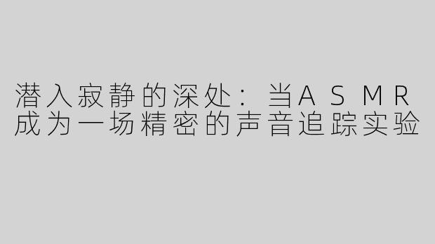 潜入寂静的深处:当ASMR成为一场精密的声音追踪实验
