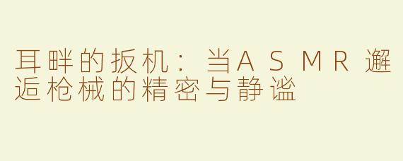 耳畔的扳机：当ASMR邂逅枪械的精密与静谧