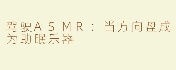 驾驶ASMR:当方向盘成为助眠乐器