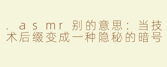 .asmr别的意思:当技术后缀变成一种隐秘的暗号